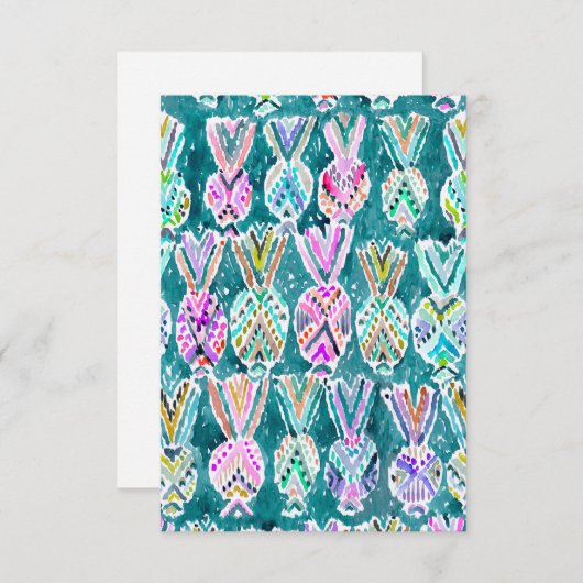 Tribal Watercolor Pineapple Pattern Note Flat Card (Front/Back)
