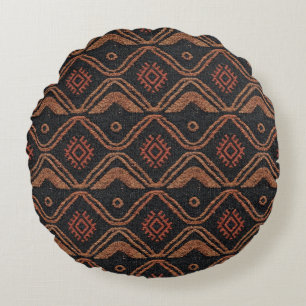 Tribal Wave Textile Pattern Round Pillow