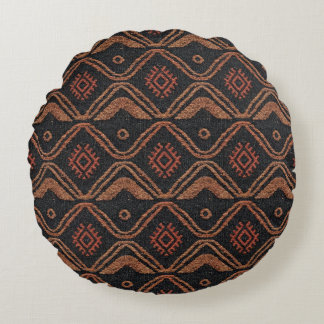 Tribal Wave Textile Pattern Round Pillow