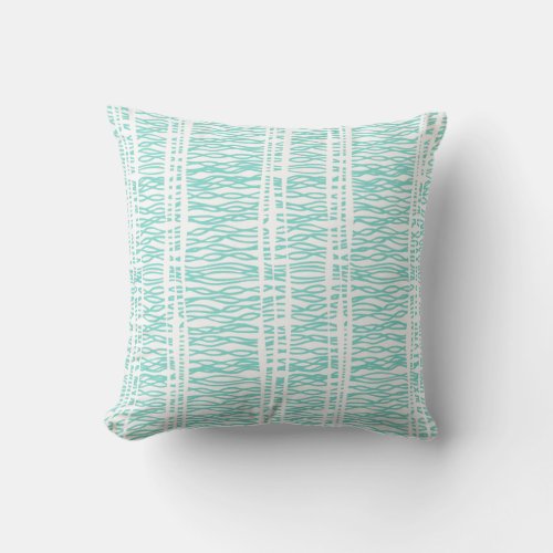 Tribal weave aqua  mint green throw pillow