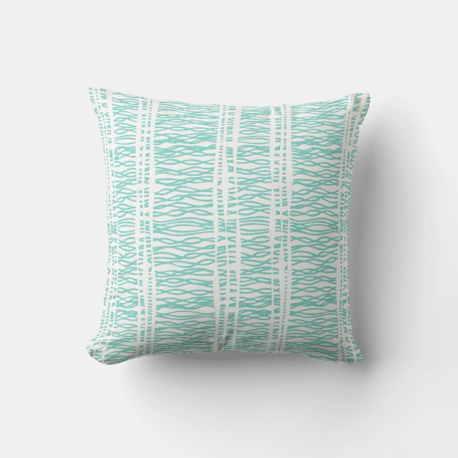 Tribal weave aqua / mint green throw pillow (Front)