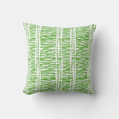 Tribal weave green  white throw pillow