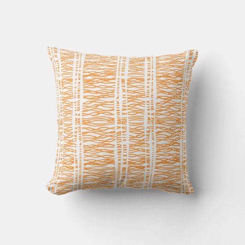 Tribal weave orange  white throw pillow