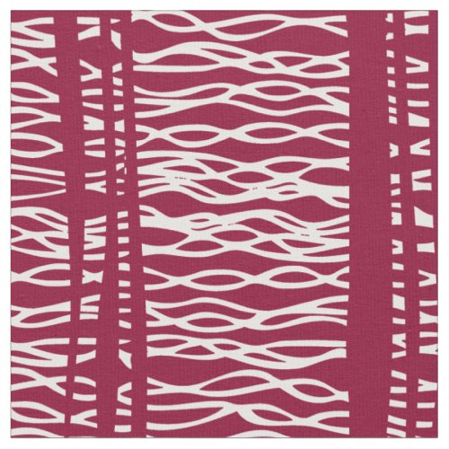 Tribal weave white out on red lines pattern fabric