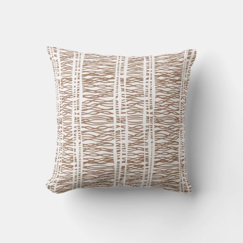 Tribal weave wicker brown  white throw pillow