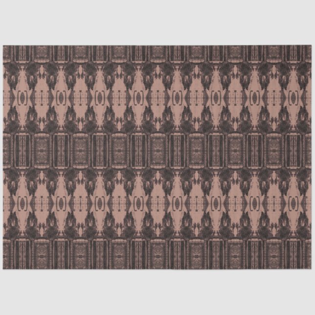 Tribal Western Brown Beige Art Pattern Bull Skull Tissue Paper (Front)