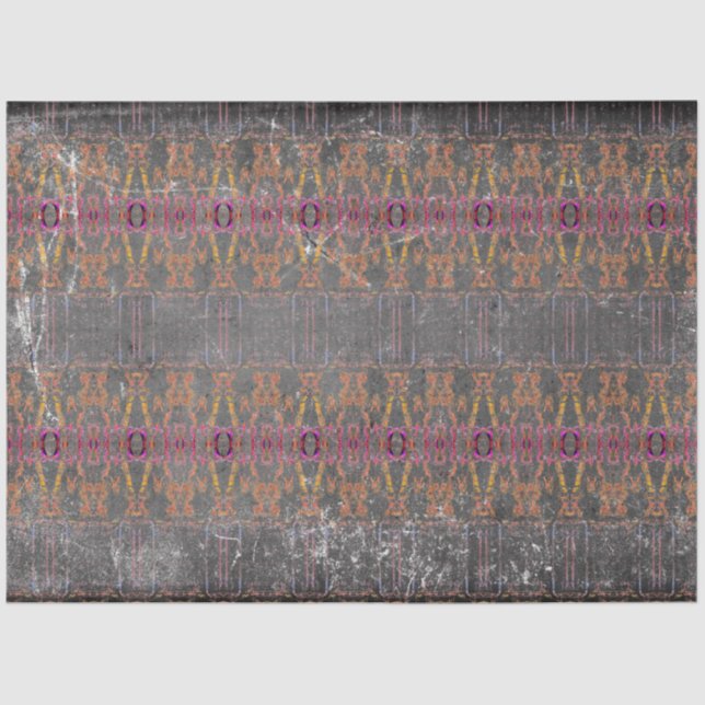 Tribal Western Brown Gray Purple Texture Pattern Tissue Paper (Front)