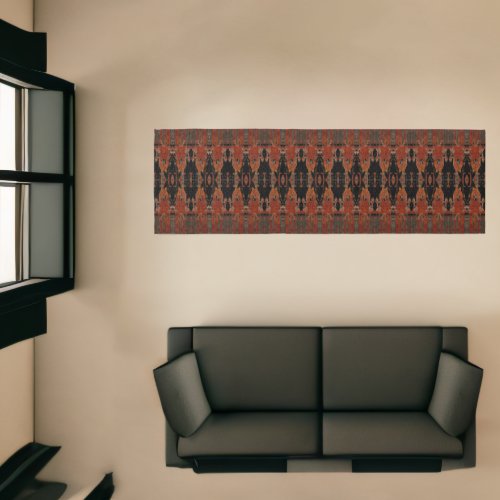 Tribal Western Orange Black Art Pattern Bull Skull Runner