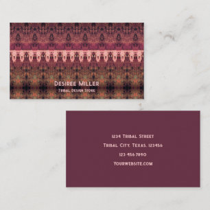 Tribal Western Pattern Brown Pink Bull Cow Skull Business Card