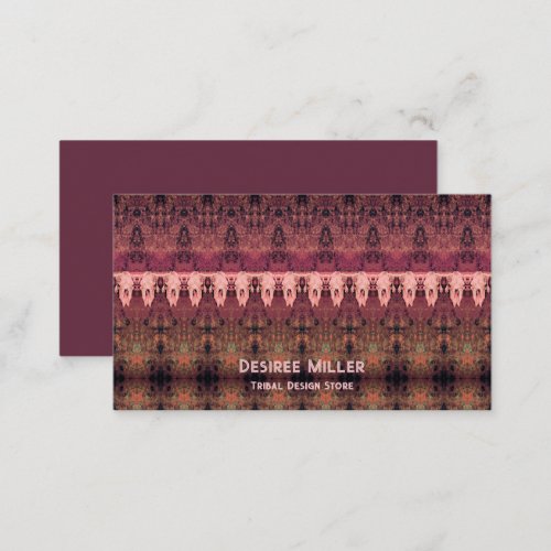 Tribal Western Pattern Brown Pink Bull Cow Skull Business Card