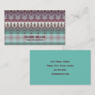 Tribal Western Pattern Teal Bull Cow Skull Country Business Card
