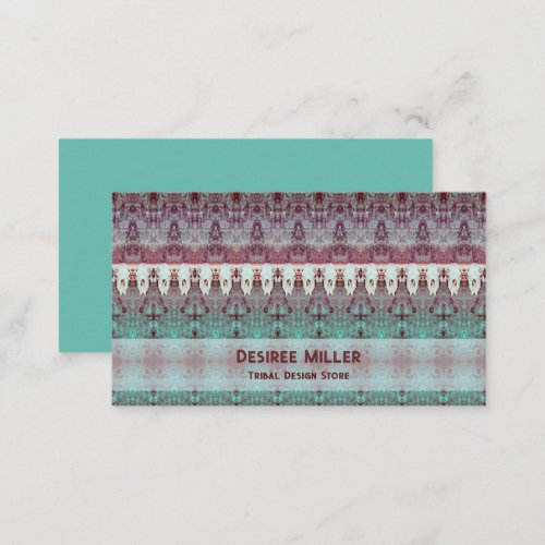 Tribal Western Pattern Teal Bull Cow Skull Country Business Card
