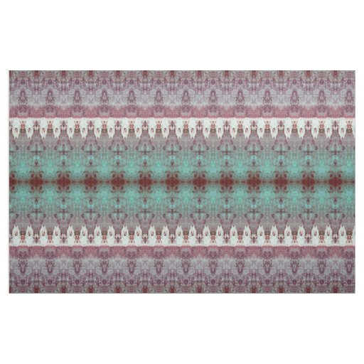 Tribal Western Pattern Teal Bull Cow Skull Country Fabric