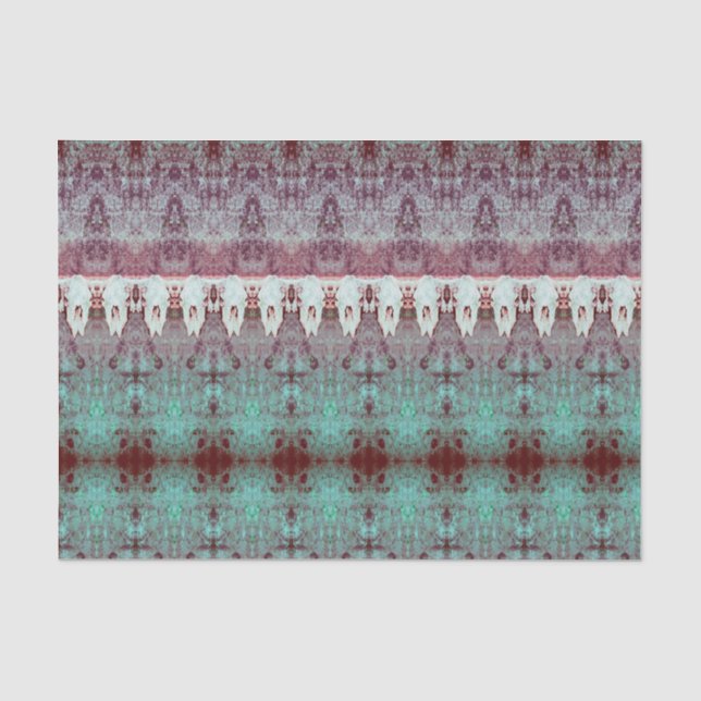 Tribal Western Pattern Teal Bull Cow Skull Country Tissue Paper (Front)