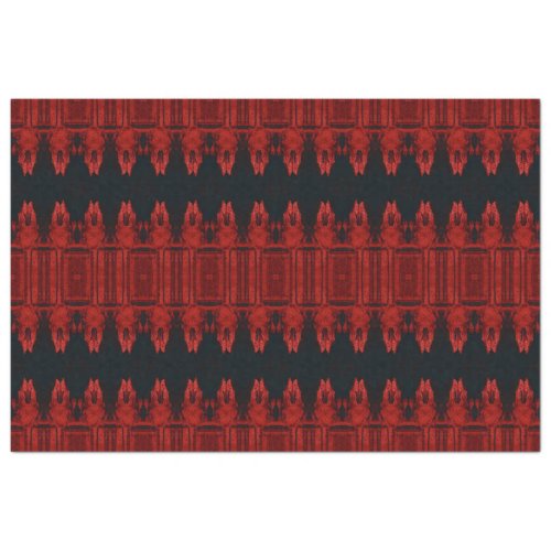 Tribal Western Red Black Art Pattern Bull Skull Tissue Paper