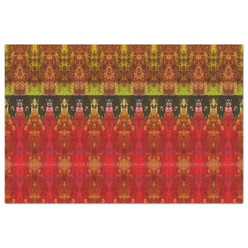 Tribal Western Red Brown Yellow Pattern Bull Skull Tissue Paper