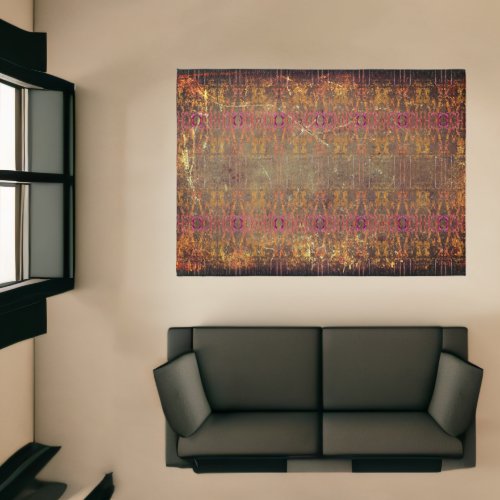 Tribal Western Rust Brown Purple Texture Pattern Rug