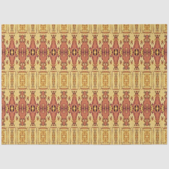 Tribal Western Yellow Rust Pattern Bull Skull Tissue Paper (Front)