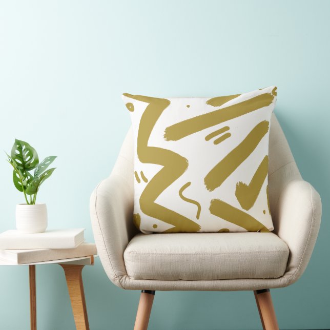Tribal White and Gold  Throw Pillow (Chair)