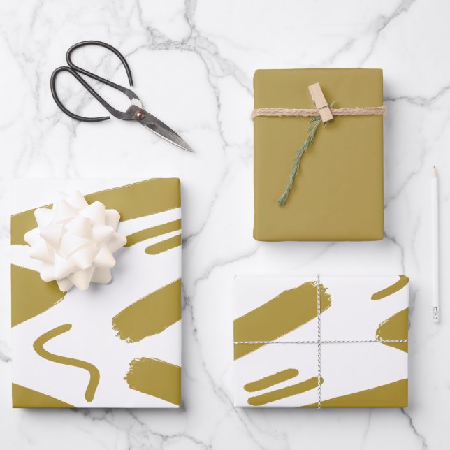 Tribal White and Gold  Wrapping Paper Sheets (Front)