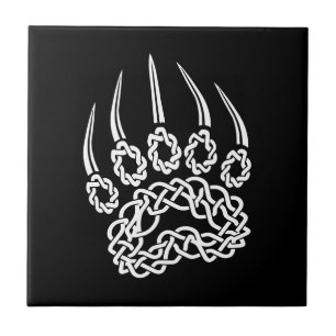 Tribal White Bear Paw Ceramic Tile