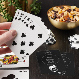 Tribal White Wolf Head Silhouette Laurel Monogram Poker Cards