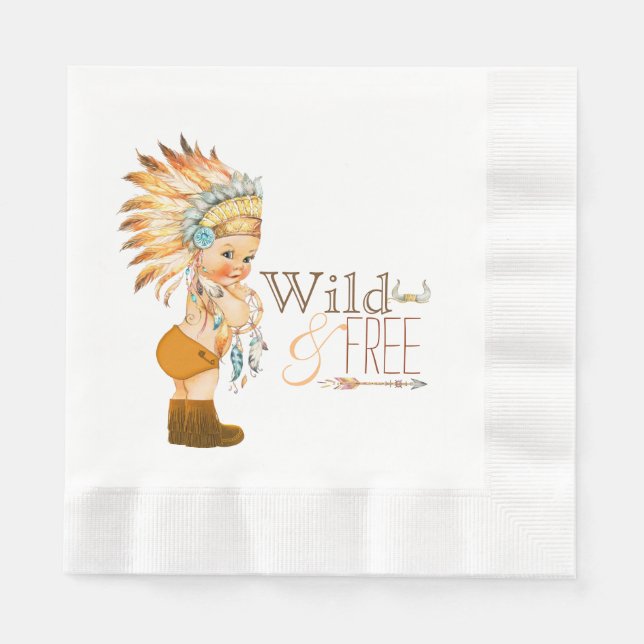Tribal Wild and Free Boy Baby Shower Napkins (Front)