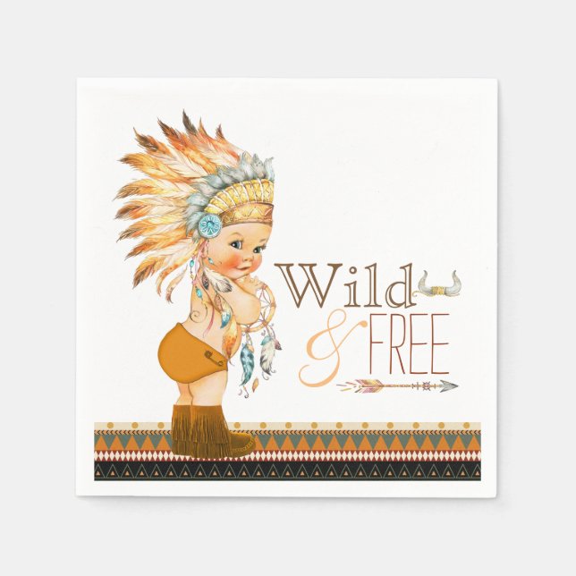 Tribal Wild and Free Boy Baby Shower Paper Napkins (Front)