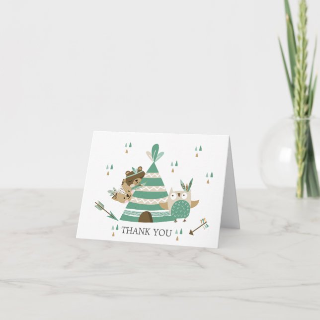Tribal Wild One Baby Shower Thank You Note (Front)
