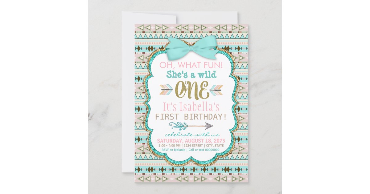 Tribal Wild One Birthday Party Invitation | Zazzle