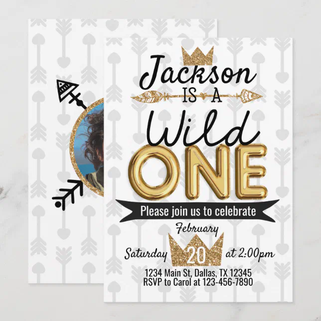 Tribal Wild One Birthday Party Invitation Crown | Zazzle