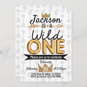 Tribal Wild One Birthday Party Invitation Crown
