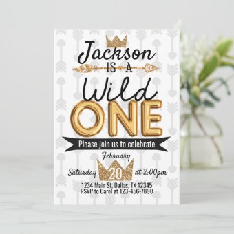 Tribal Wild One Birthday Party Invitation Crown | Zazzle