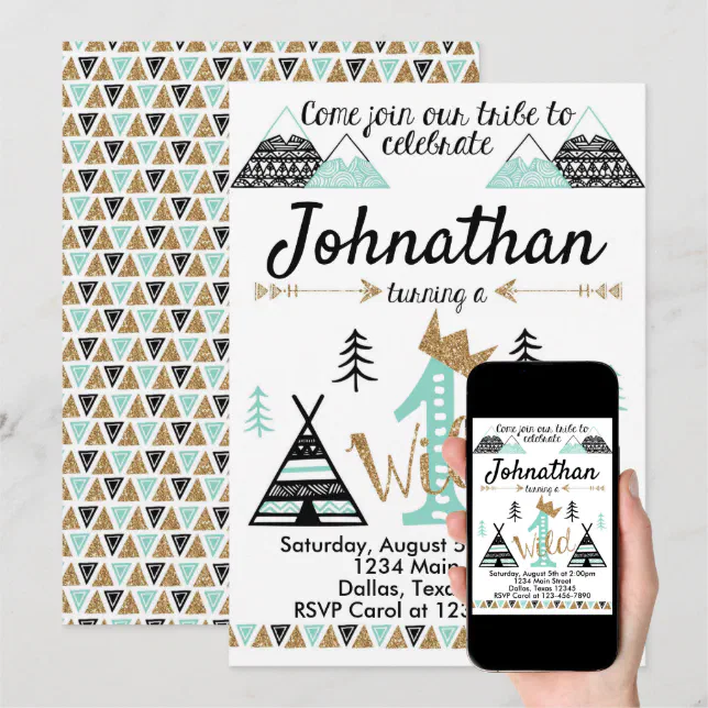 Tribal Wild One Birthday Party Invitation Invite | Zazzle