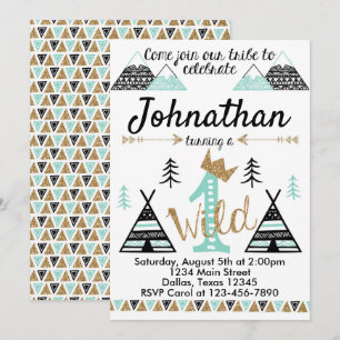 Tribal Wild One Birthday Party Invitation Invite
