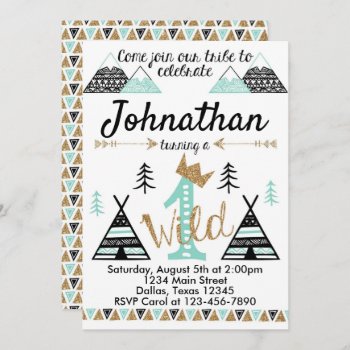 Tribal Wild One Birthday Party Invitation Invite by PerfectPrintableCo at Zazzle