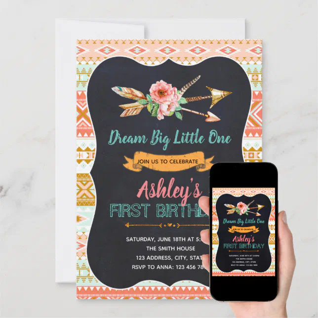 Tribal Wild One First Birthday Invitation | Zazzle