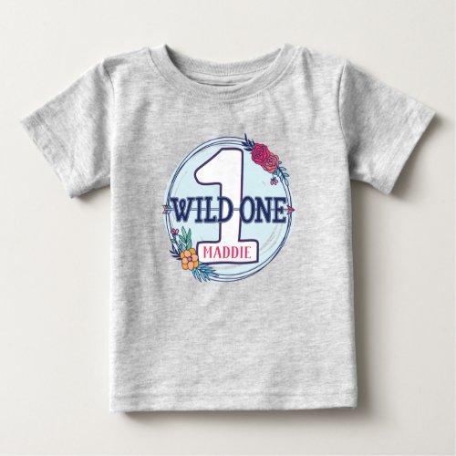 Tribal Wild One Personalized First Birthday Baby T_Shirt