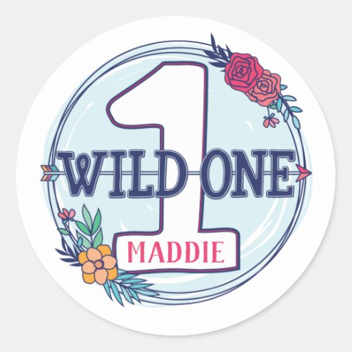 Tribal Wild One Personalized First Birthday Classic Round Sticker