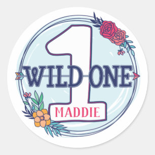 Tribal Wild One Personalized First Birthday Classic Round Sticker