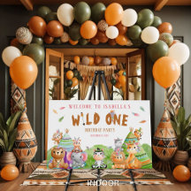 Tribal Wild One Woodland Safari Theme Welcome Sign