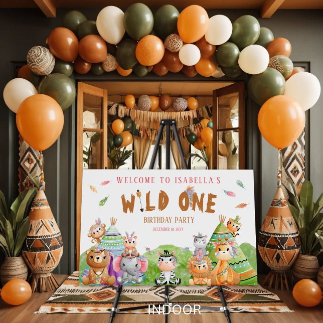 Tribal Wild One Woodland Safari Theme Welcome Sign (Creator Uploaded)