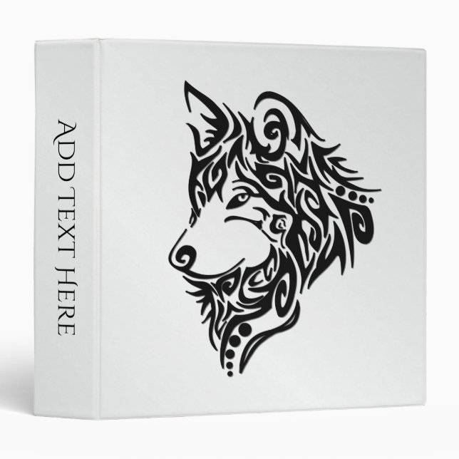 Tribal Wolf   3 Ring Binder (Front/Spine)