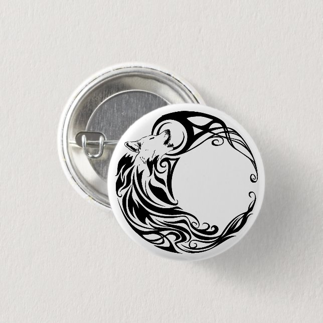 Tribal Wolf Button (Front & Back)