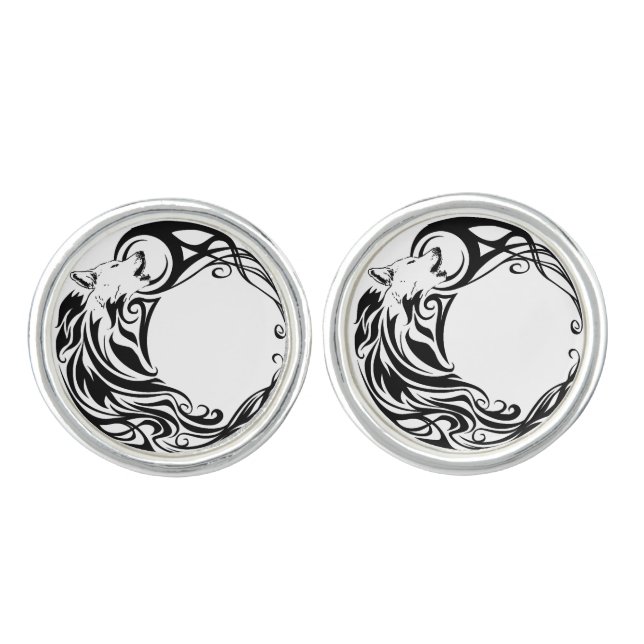 Tribal Wolf Cufflinks (Front)
