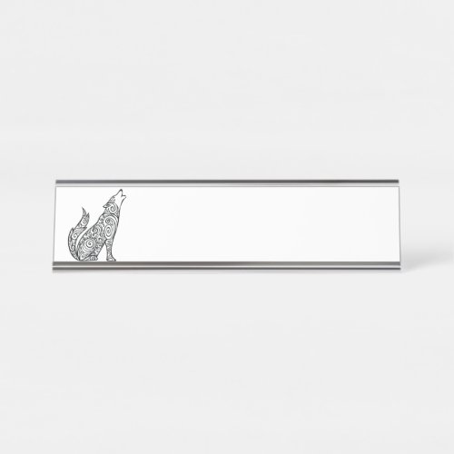 Tribal Wolf Desk Name Plate