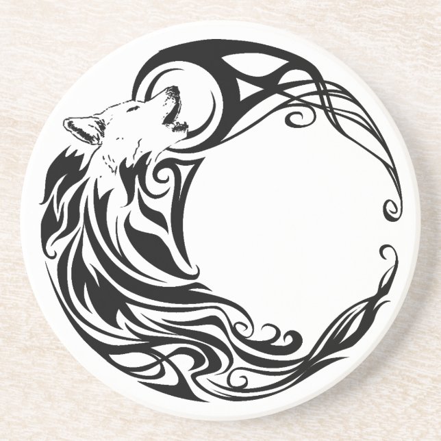 Tribal Wolf Drink Coaster (Front)