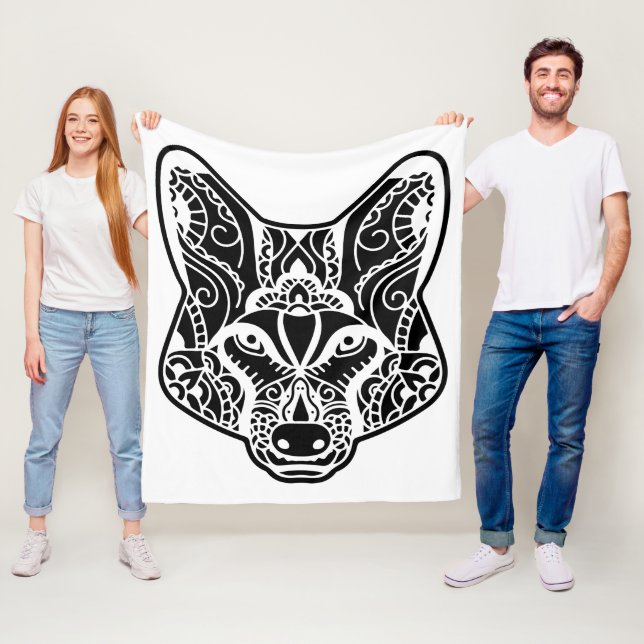 Tribal WOLF  Fleece Blanket (In Situ)