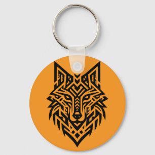 Tribal Wolf Head Keychain – Bold & Wild Style