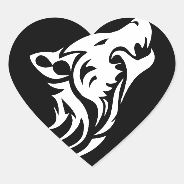 Tribal Wolf Heart Sticker (Front)